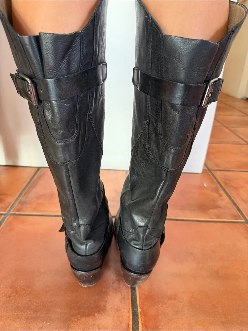 Dolce Vita Black Over-the-Knee Leather Boots with Buckle